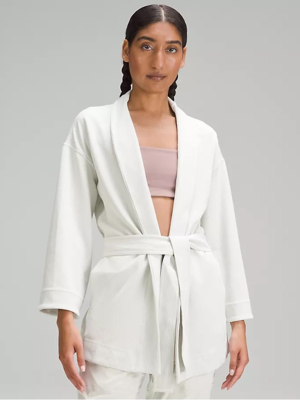 Lululemon Ribbed Softstreme Belted Wrap - Bone, Size 8